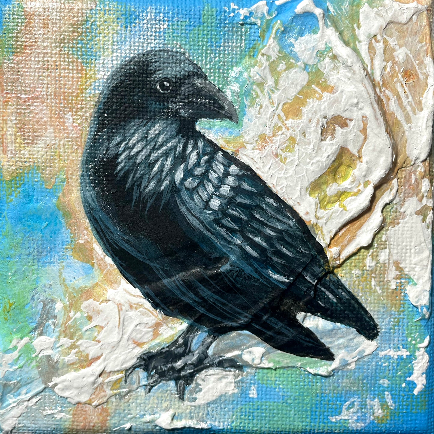 Crow Original Textured Art - 'Even The Shadows Need Light'