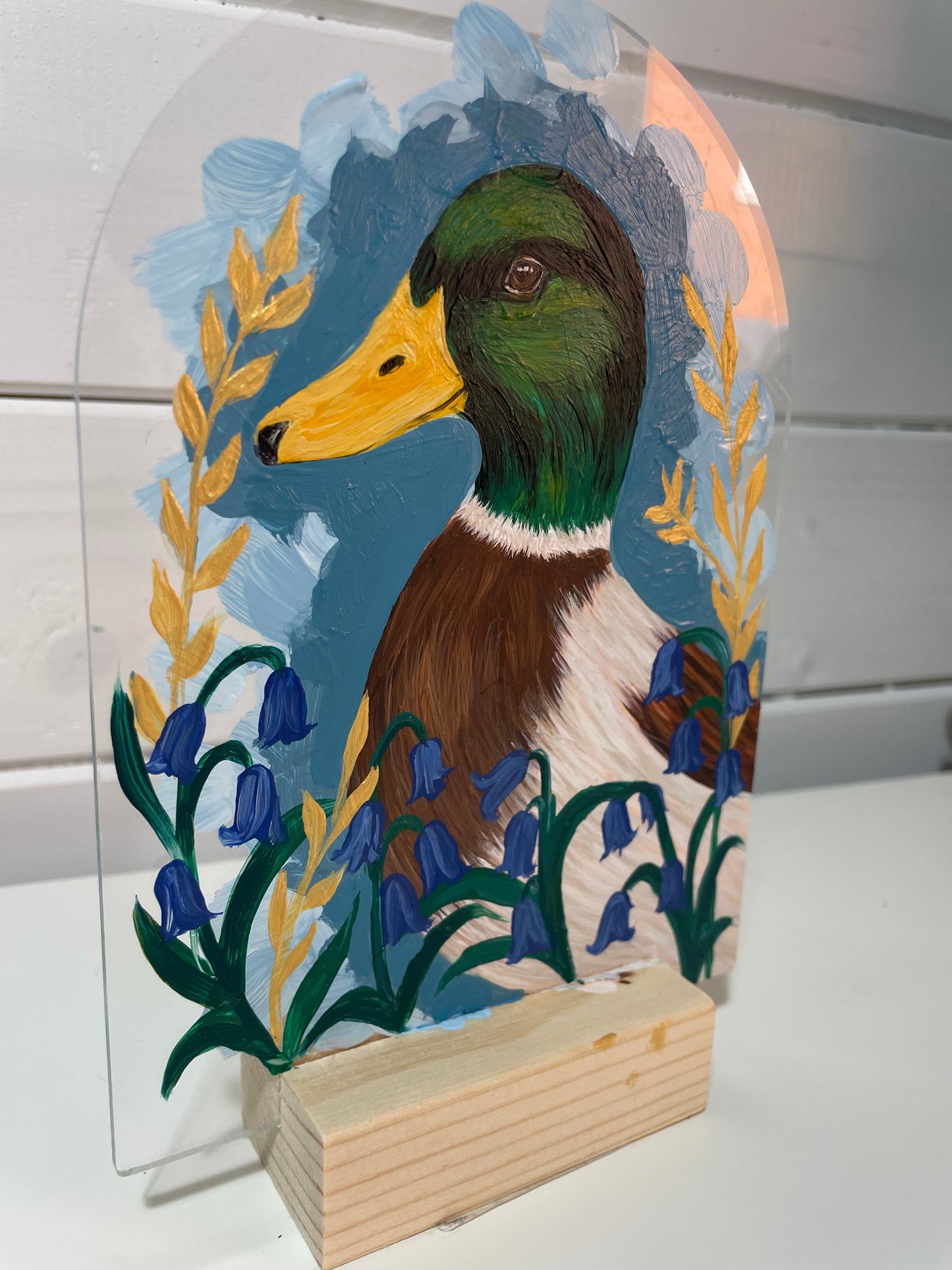 Grace on the Water – Duck Original Acrylic Painting on Acrylic Arch