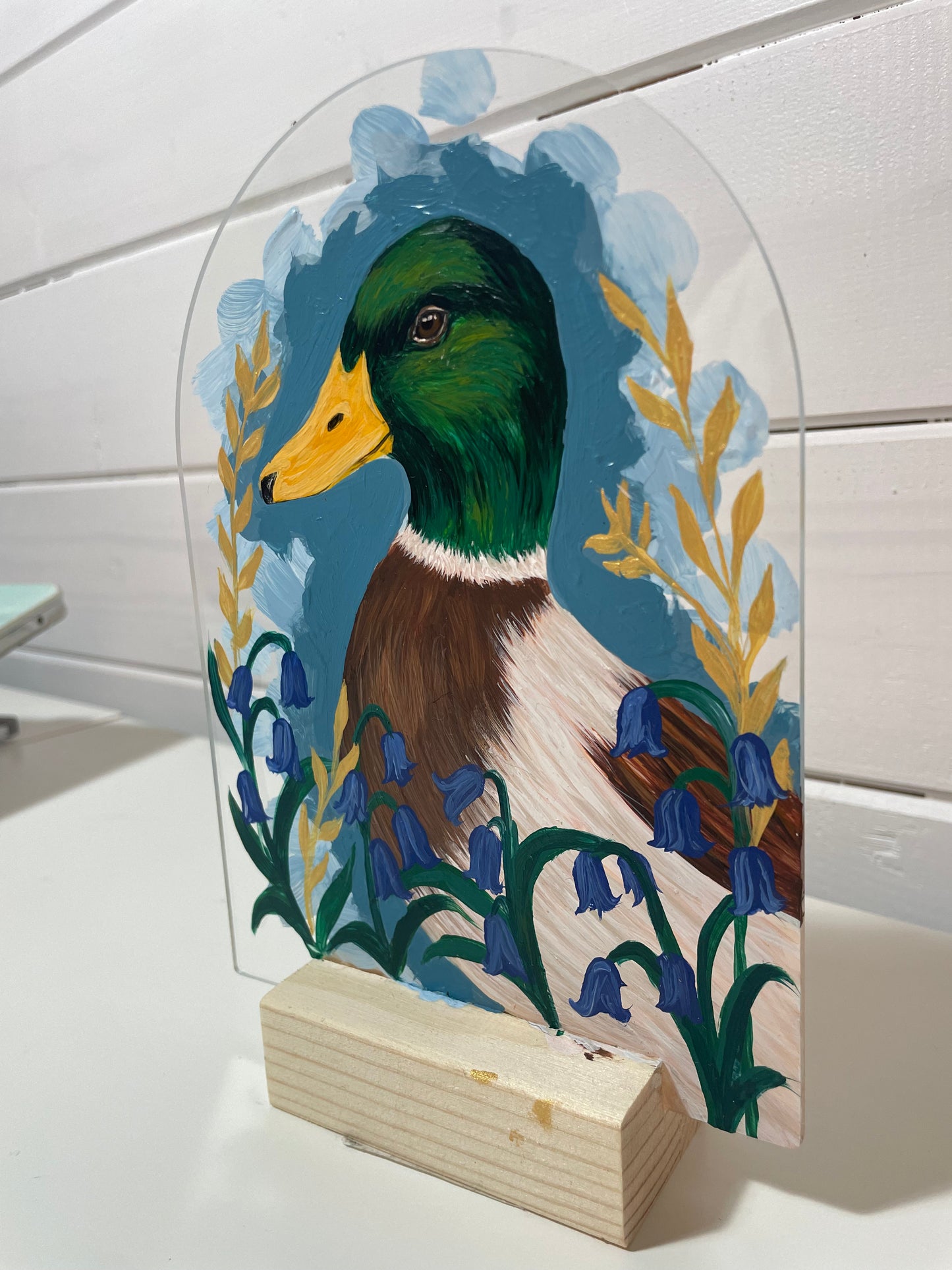 Grace on the Water – Duck Original Acrylic Painting on Acrylic Arch