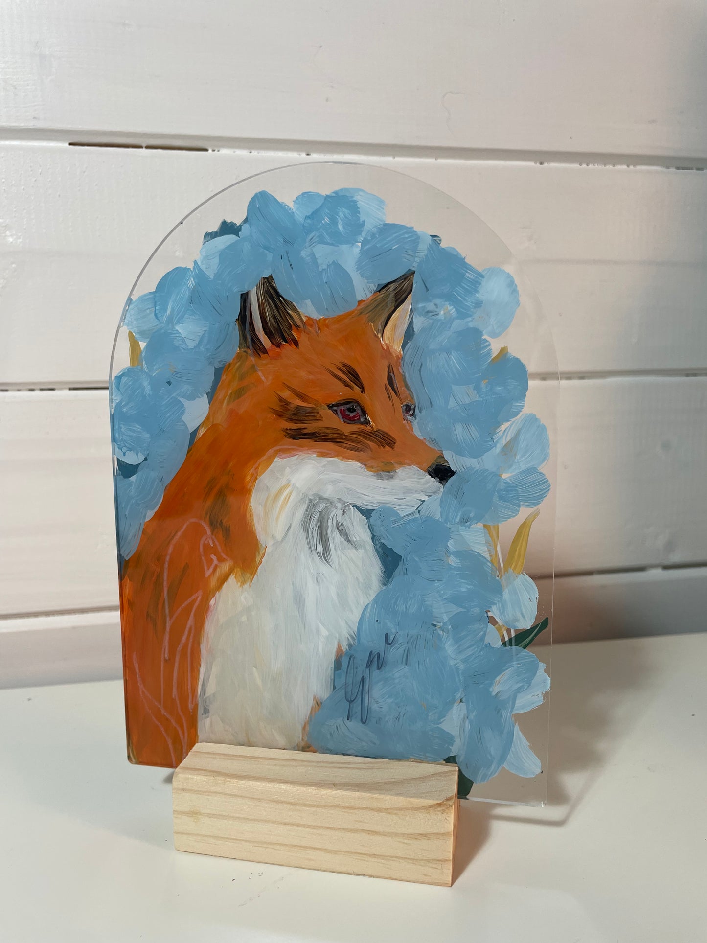 Silent Watcher – Fox Acrylic Painting on Acrylic Arch