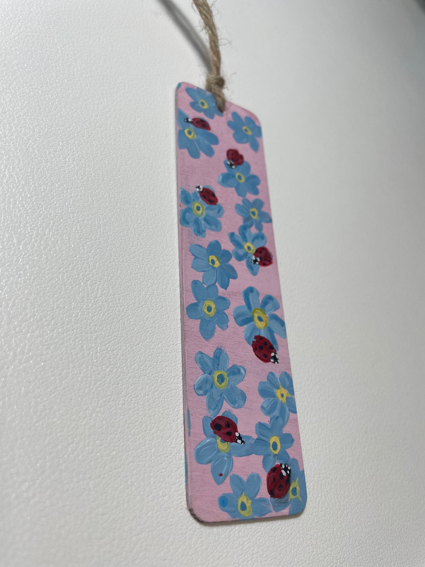 Ladybirds & Forget-Me-Nots Hand Painted Bookmark