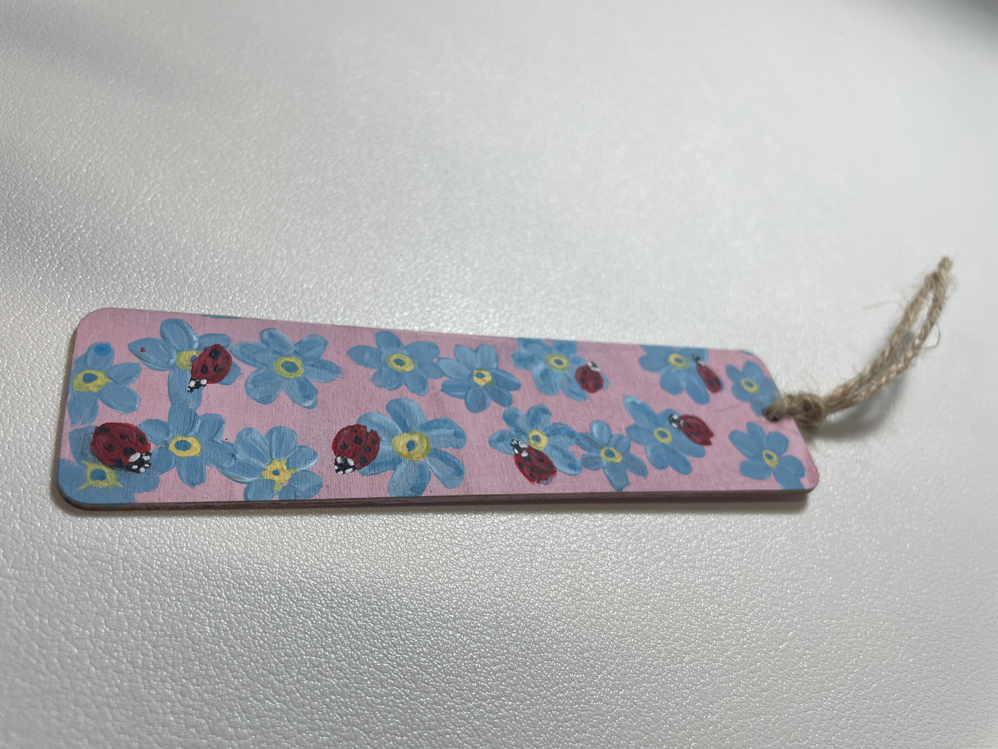 Ladybirds & Forget-Me-Nots Hand Painted Bookmark