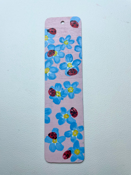 Ladybirds & Forget-Me-Nots Hand Painted Bookmark