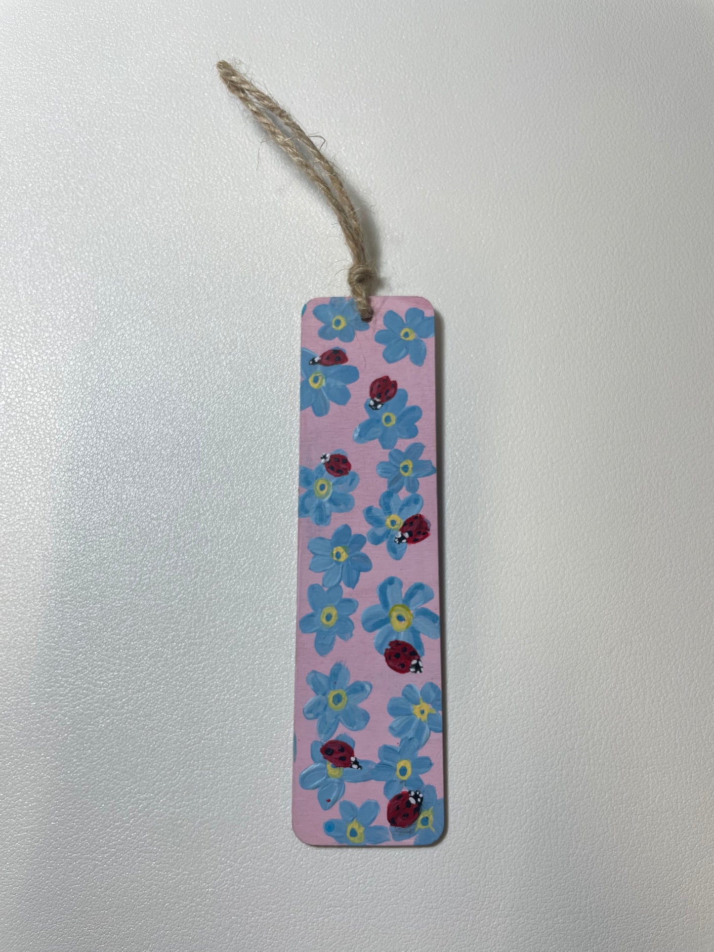 Ladybirds & Forget-Me-Nots Hand Painted Bookmark