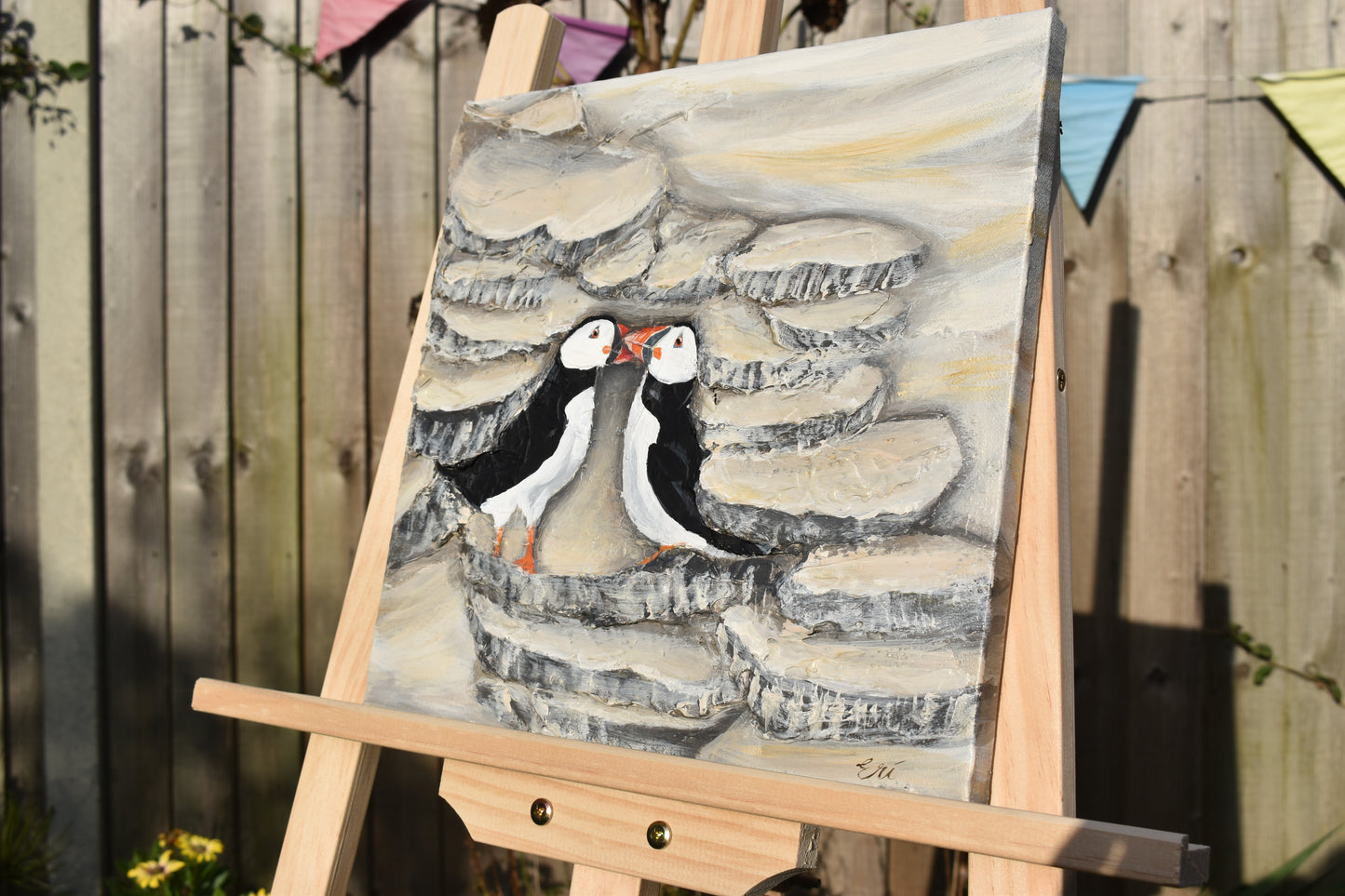 Lovey Dovey Original Puffin Painting