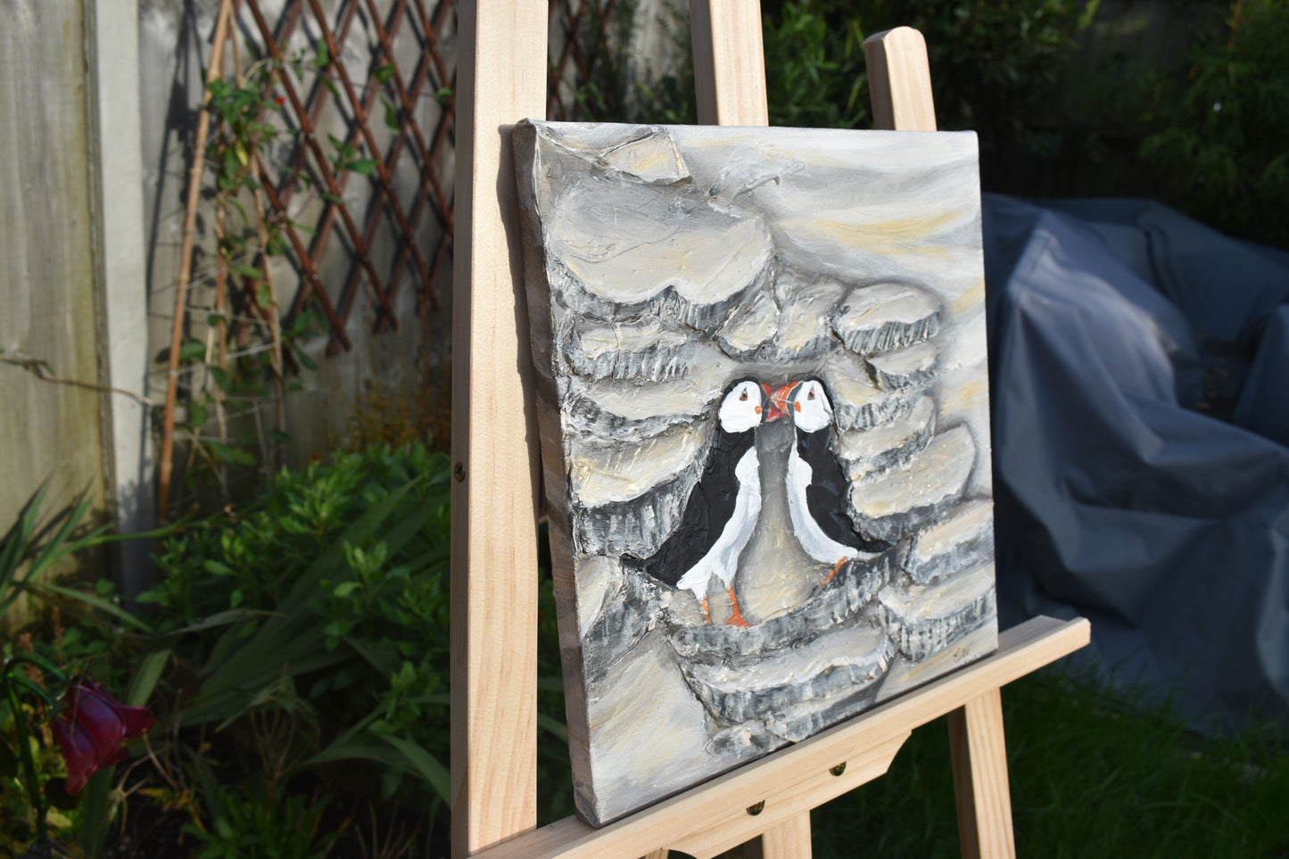 Lovey Dovey Original Puffin Painting