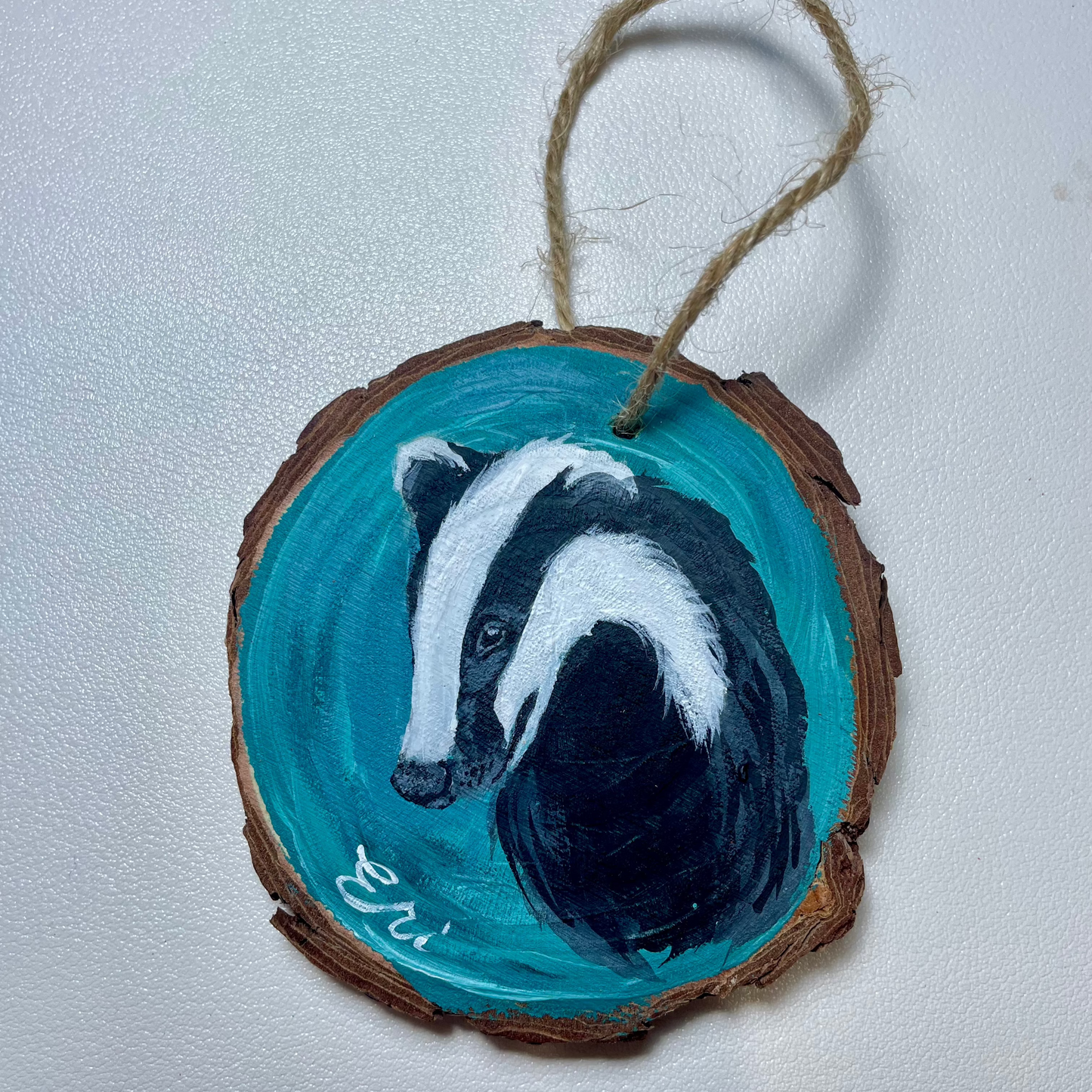 Curious Badger Wood Slice