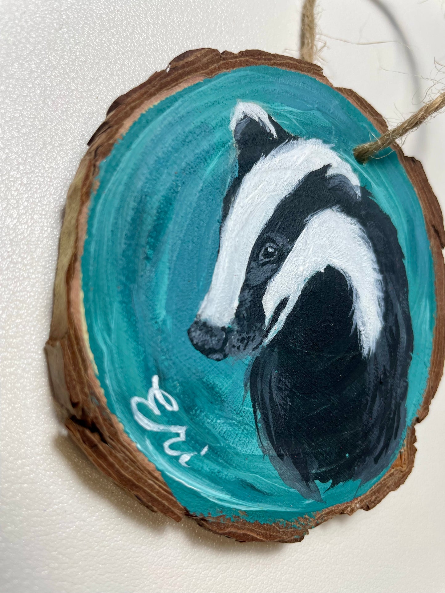 Curious Badger Wood Slice