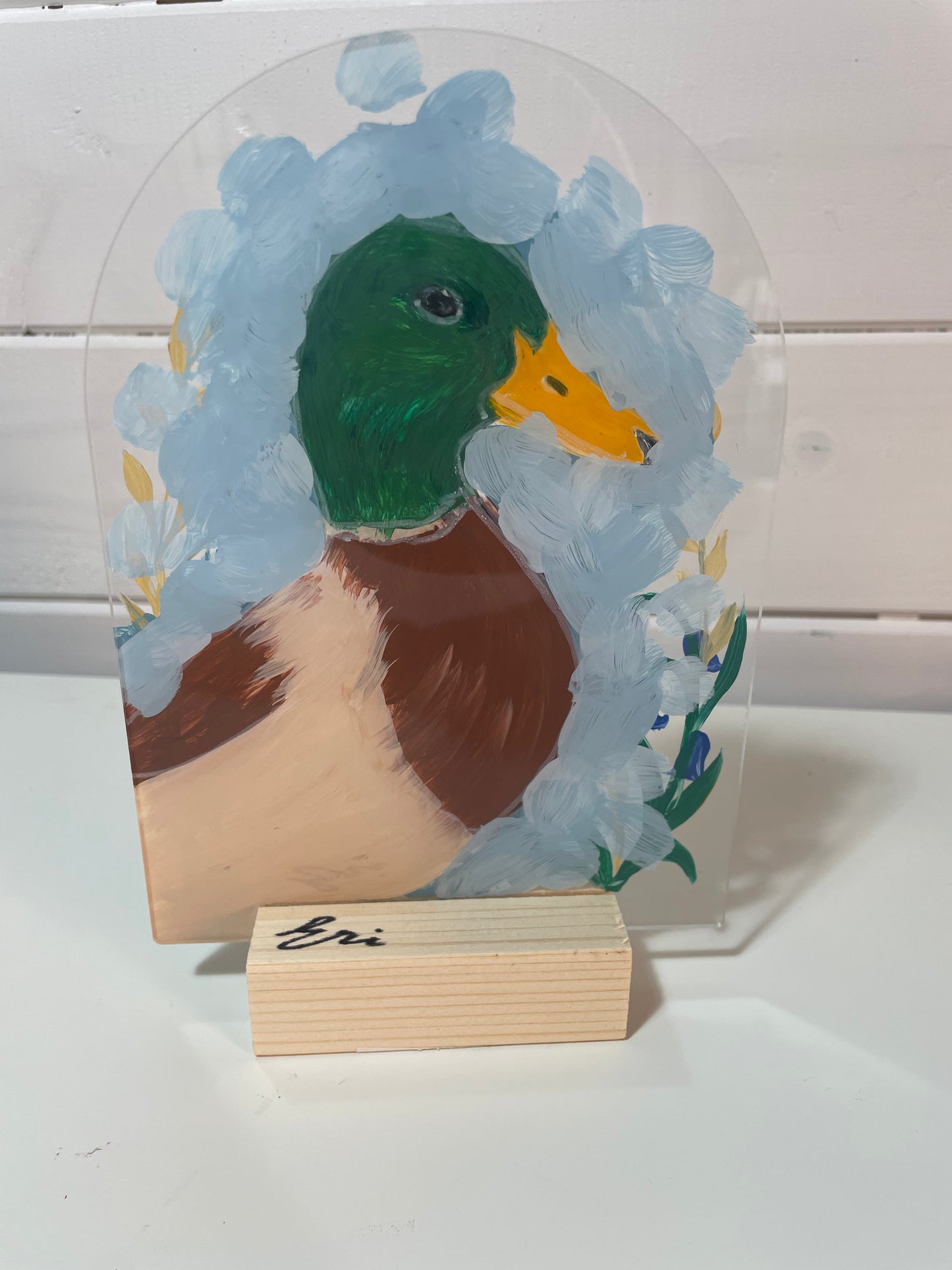 Grace on the Water – Duck Original Acrylic Painting on Acrylic Arch