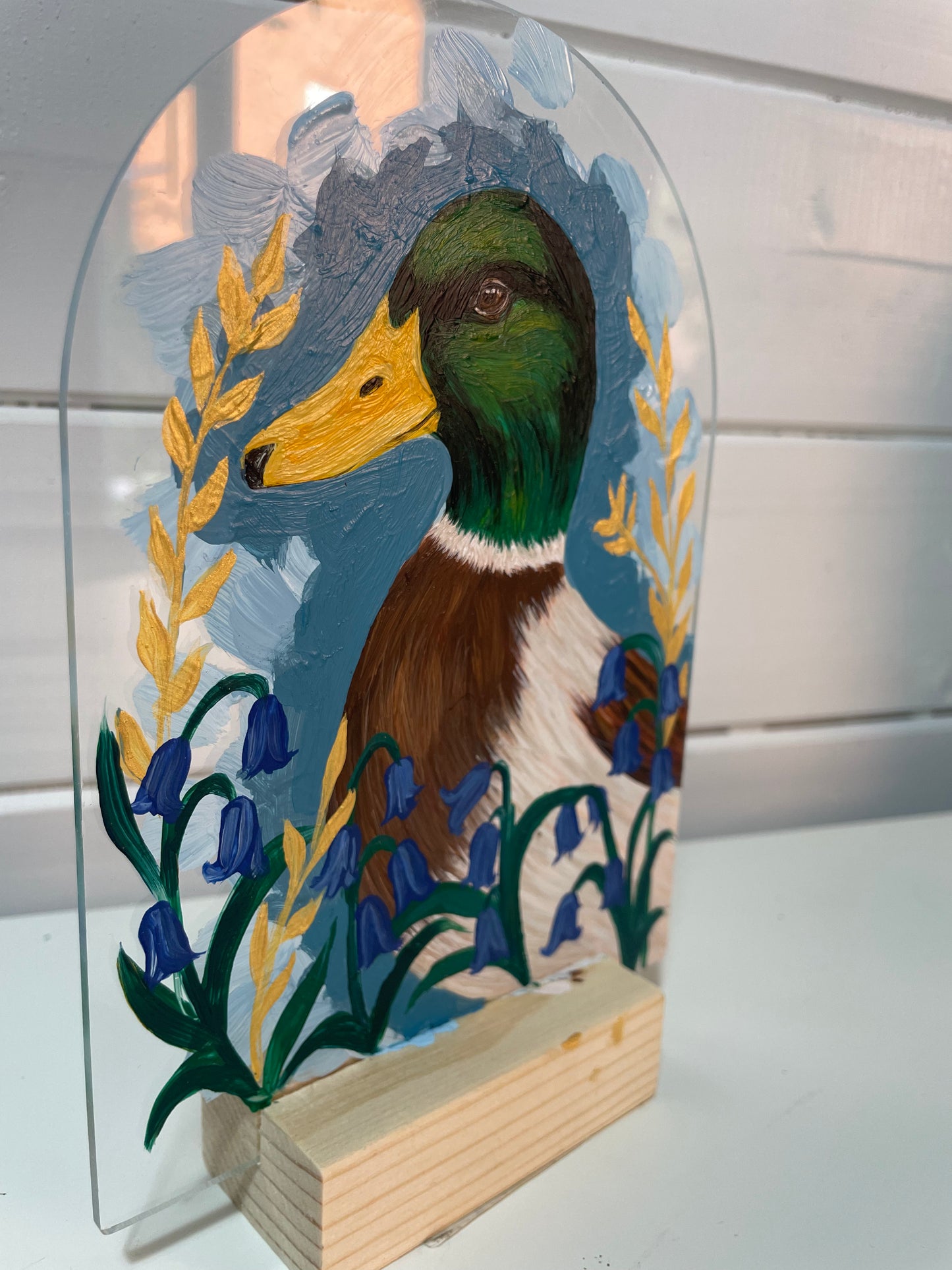 Grace on the Water – Duck Original Acrylic Painting on Acrylic Arch