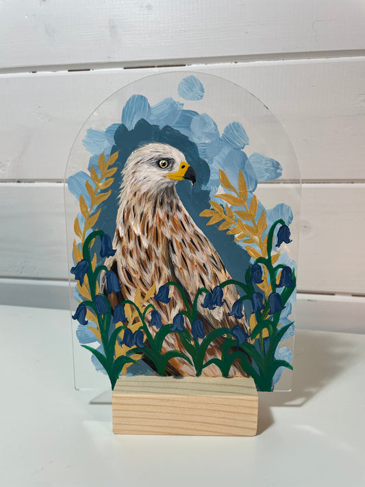 Sky Hunter – Red Kite Acrylic Painting on Acrylic Arch
