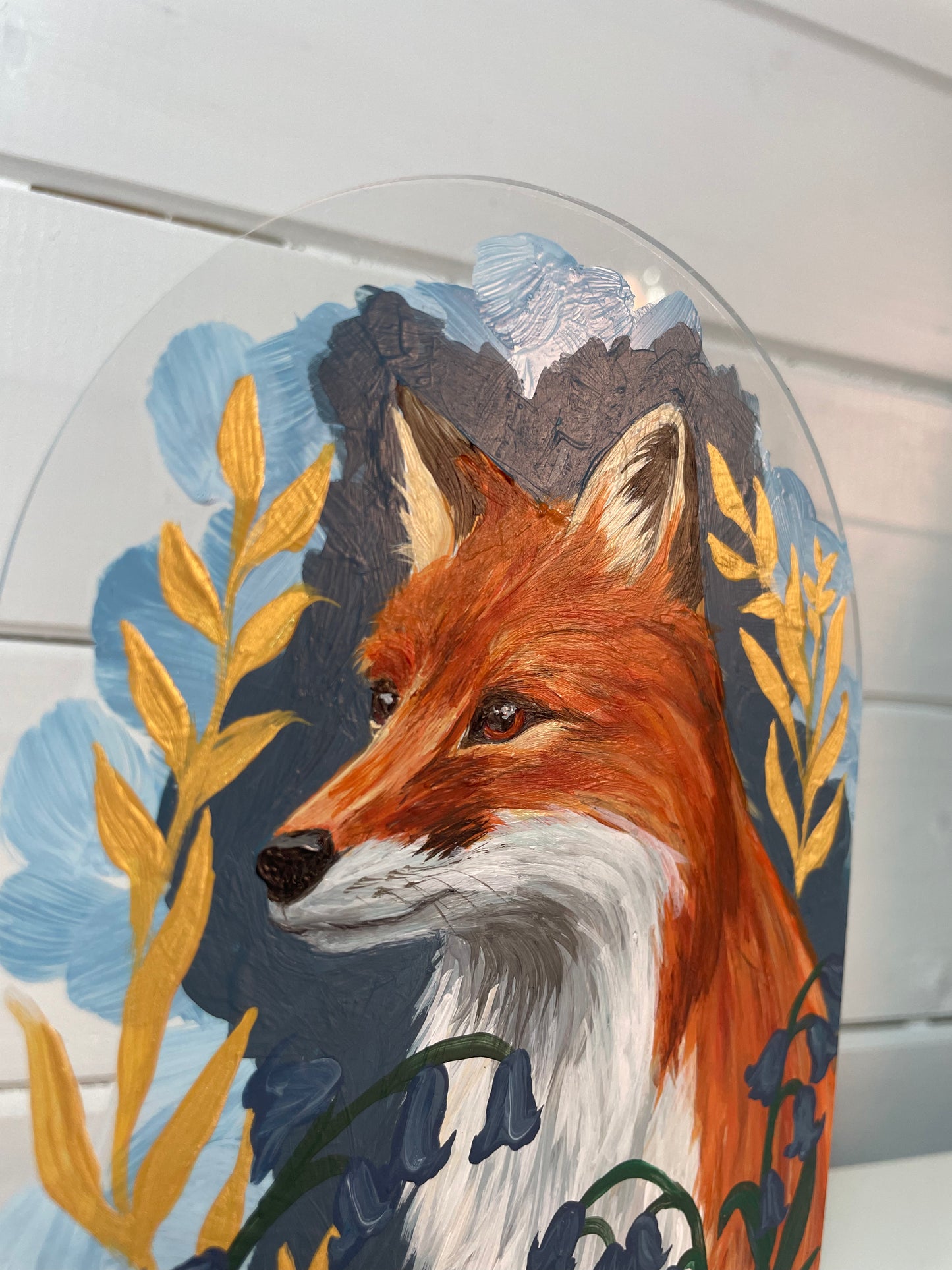 Silent Watcher – Fox Acrylic Painting on Acrylic Arch