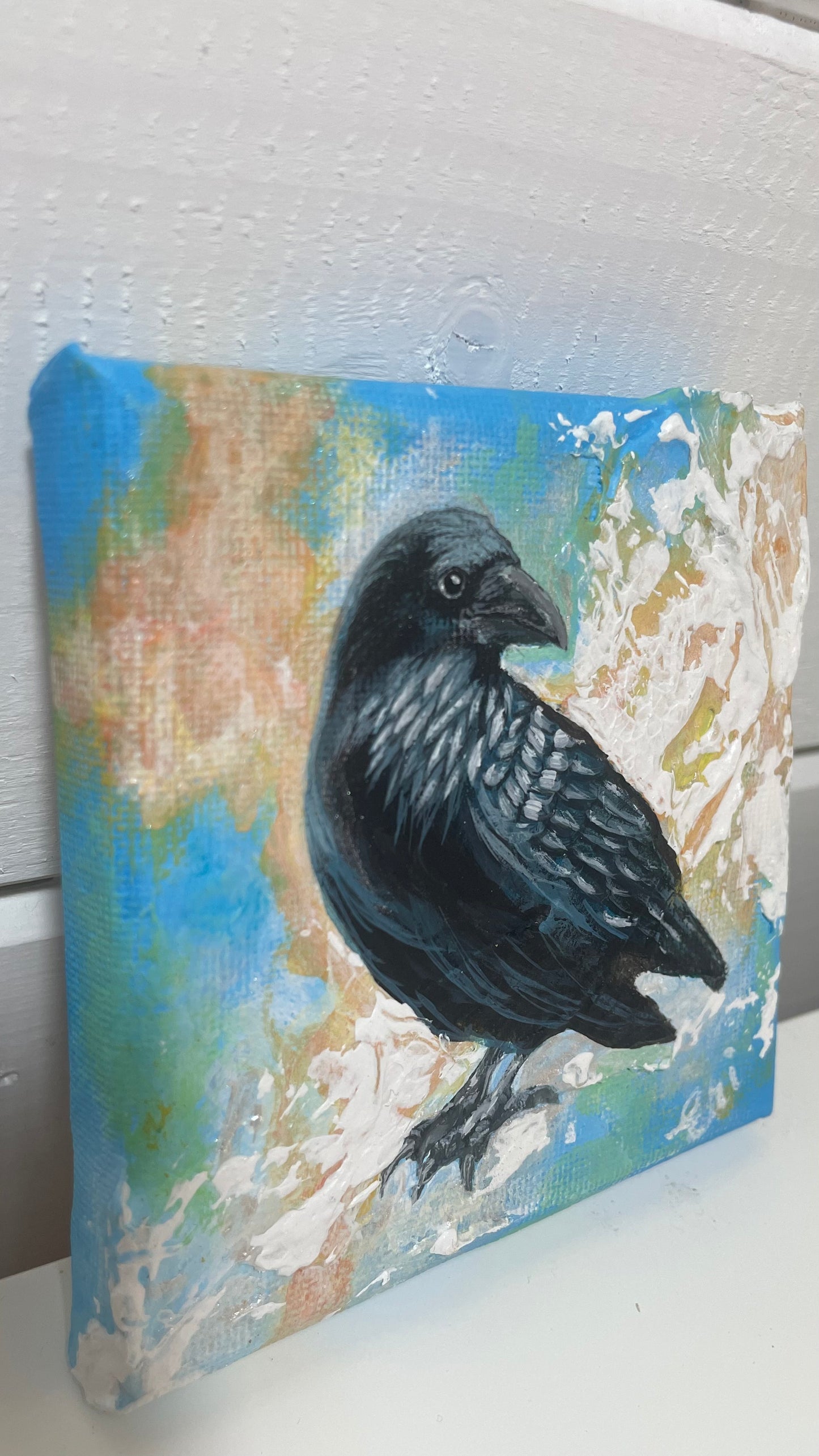 Crow Original Textured Art - 'Even The Shadows Need Light'