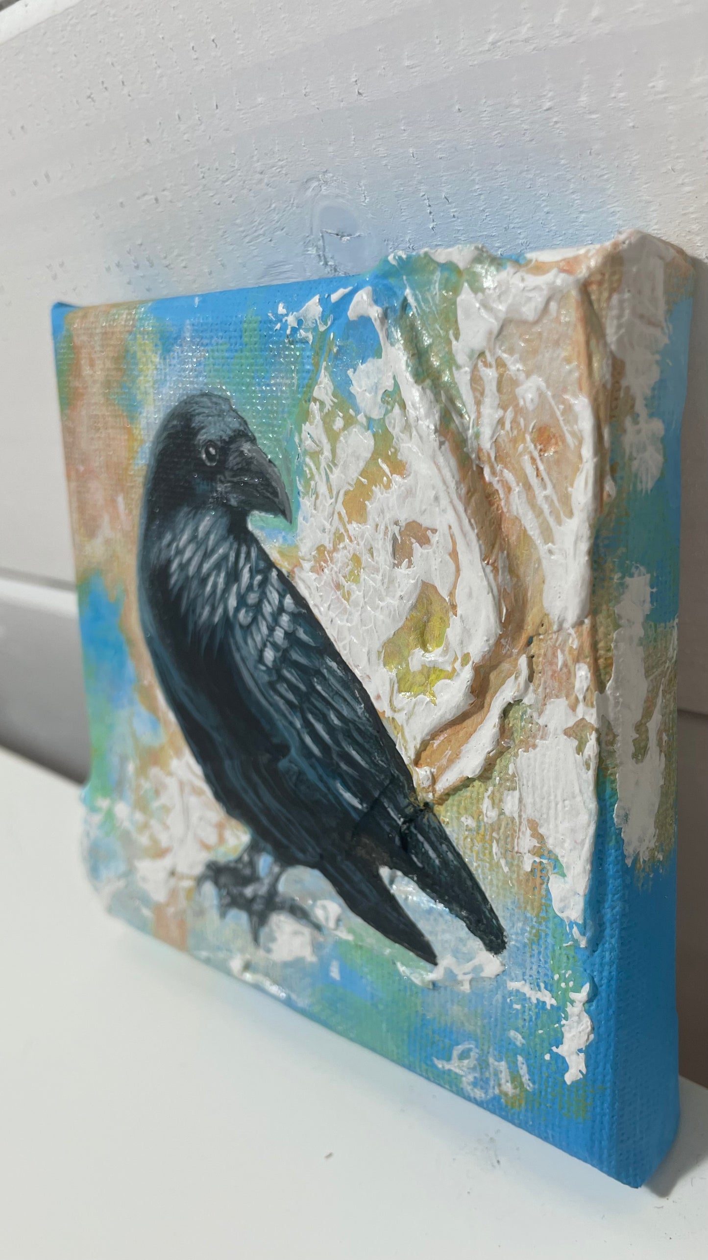 Crow Original Textured Art - 'Even The Shadows Need Light'