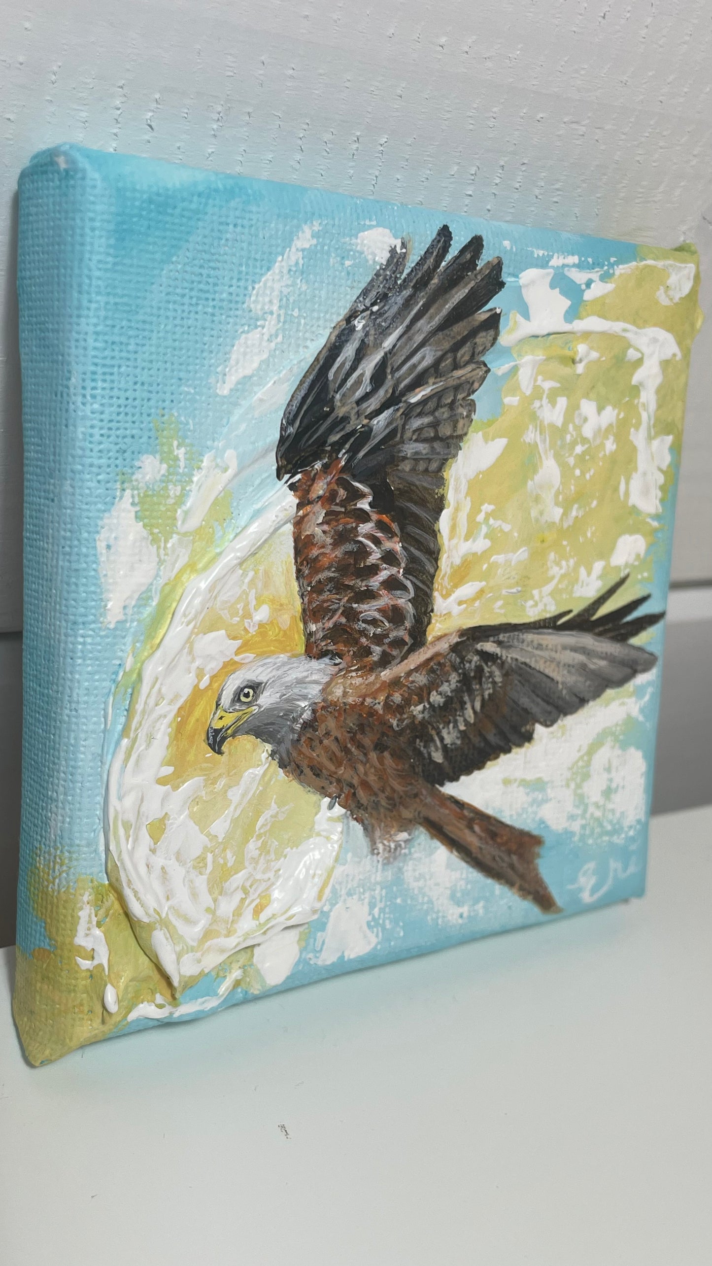 Red Kite Original Textured Art - 'Cloud Dancer'