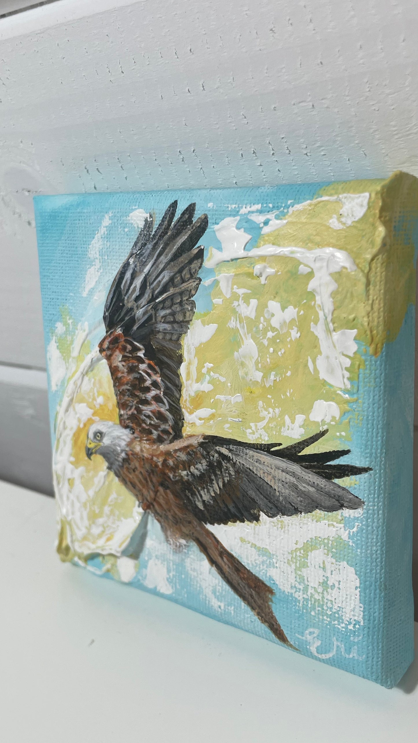 Red Kite Original Textured Art - 'Cloud Dancer'