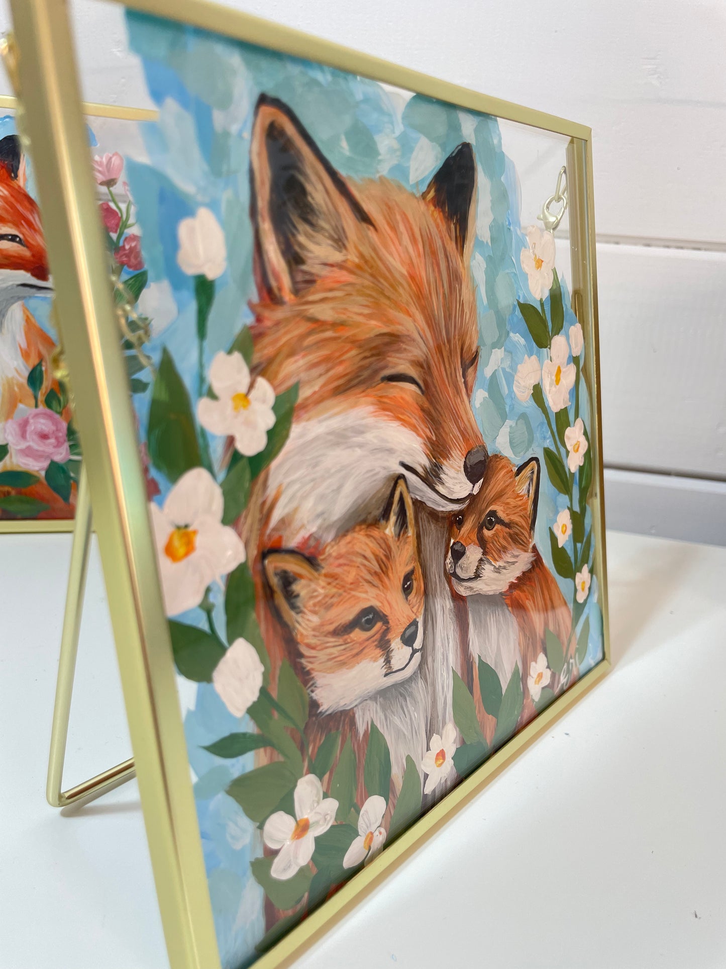 Mother’s Meadow – Fox Family Painting on Glass