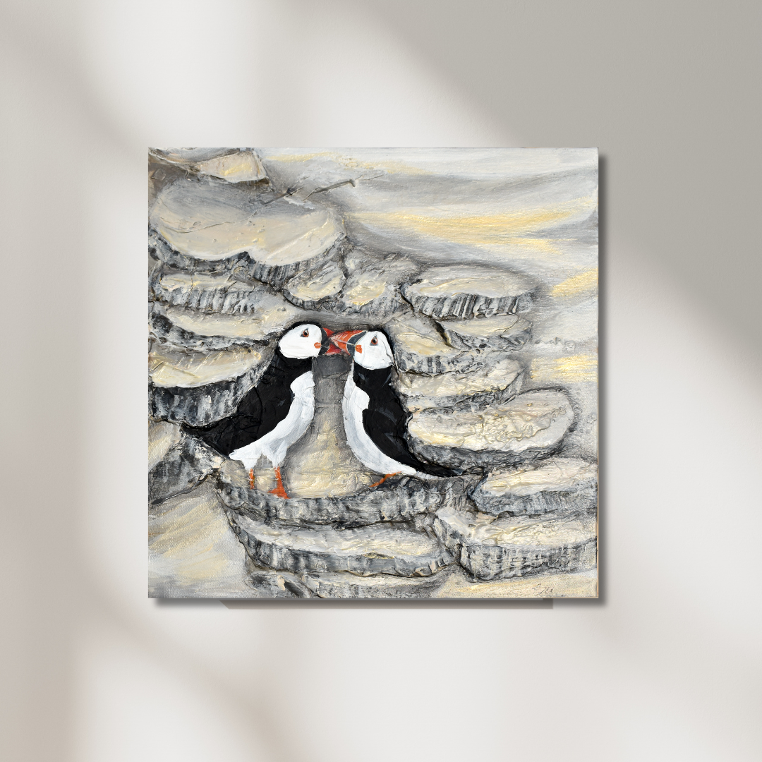 Lovey Dovey Original Puffin Painting