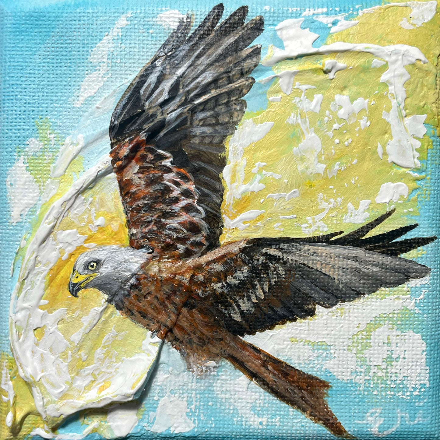 Red Kite Original Textured Art - 'Cloud Dancer'
