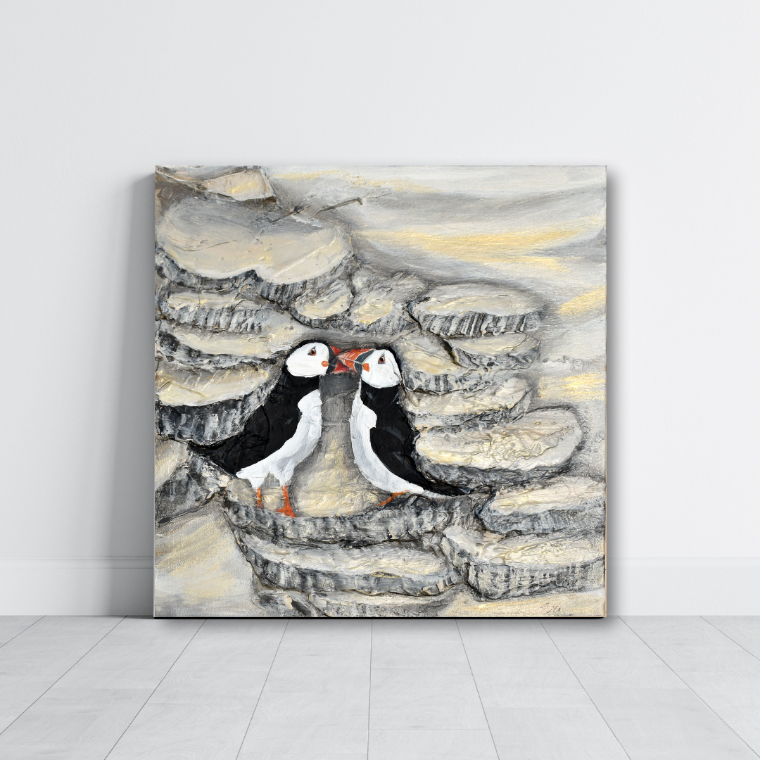 Lovey Dovey Original Puffin Painting